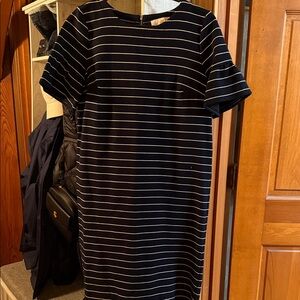 LOFT Black Dress with White Stripes